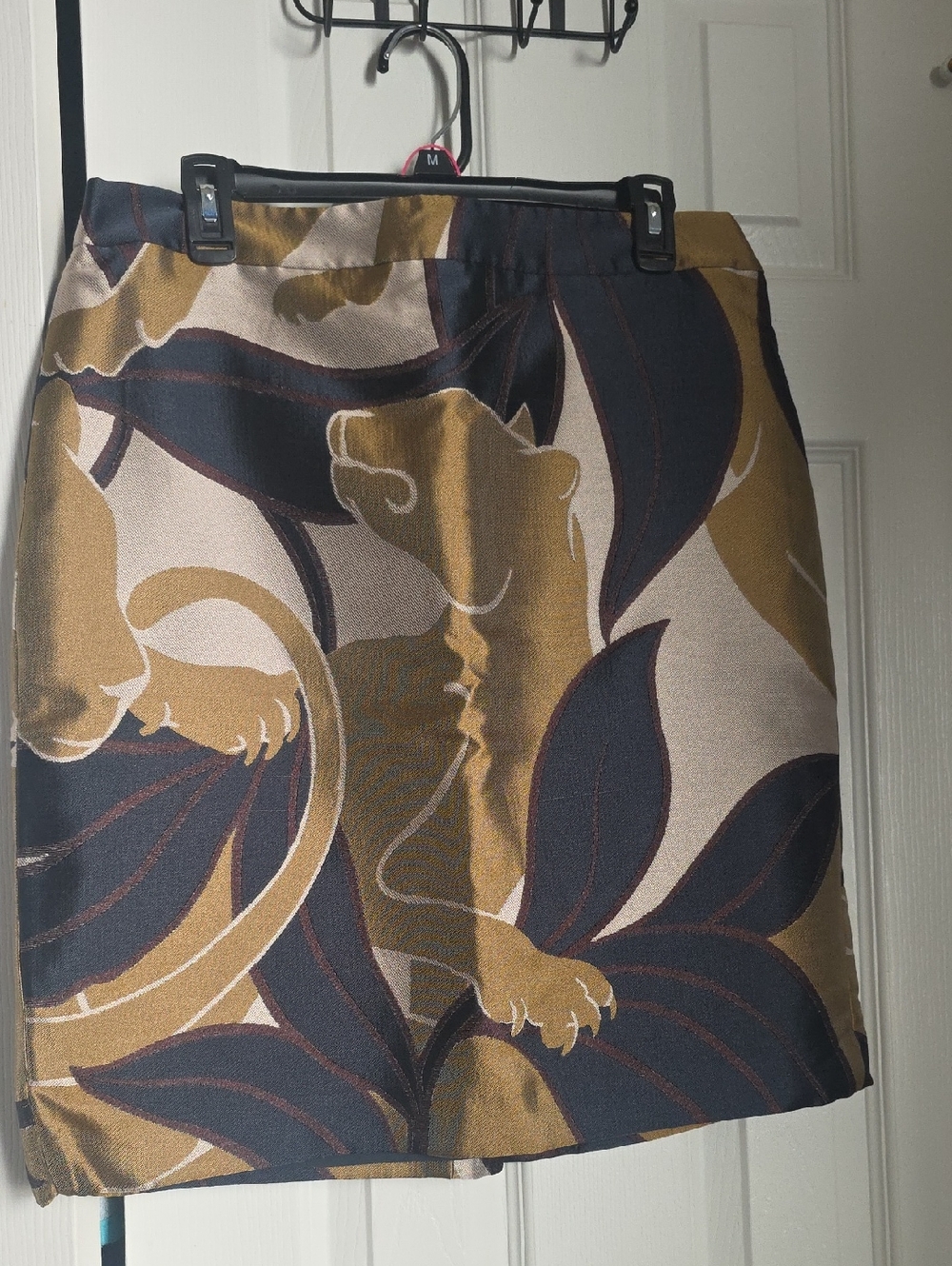 Abstract Floral A-Line Skirt in Mustard & Navy